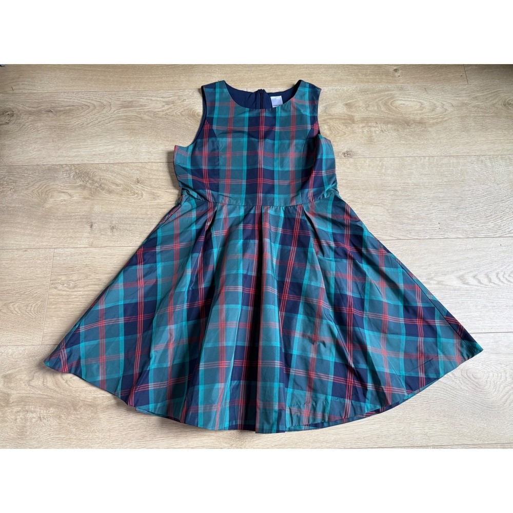 EUC Nordstrom Kids' Matching Family Moments Plaid Pleated Dress Girls Size 10